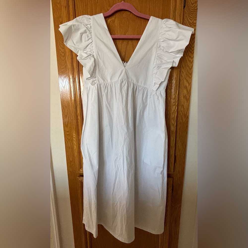 NWT Maeve ruffle sleeve white dress XS